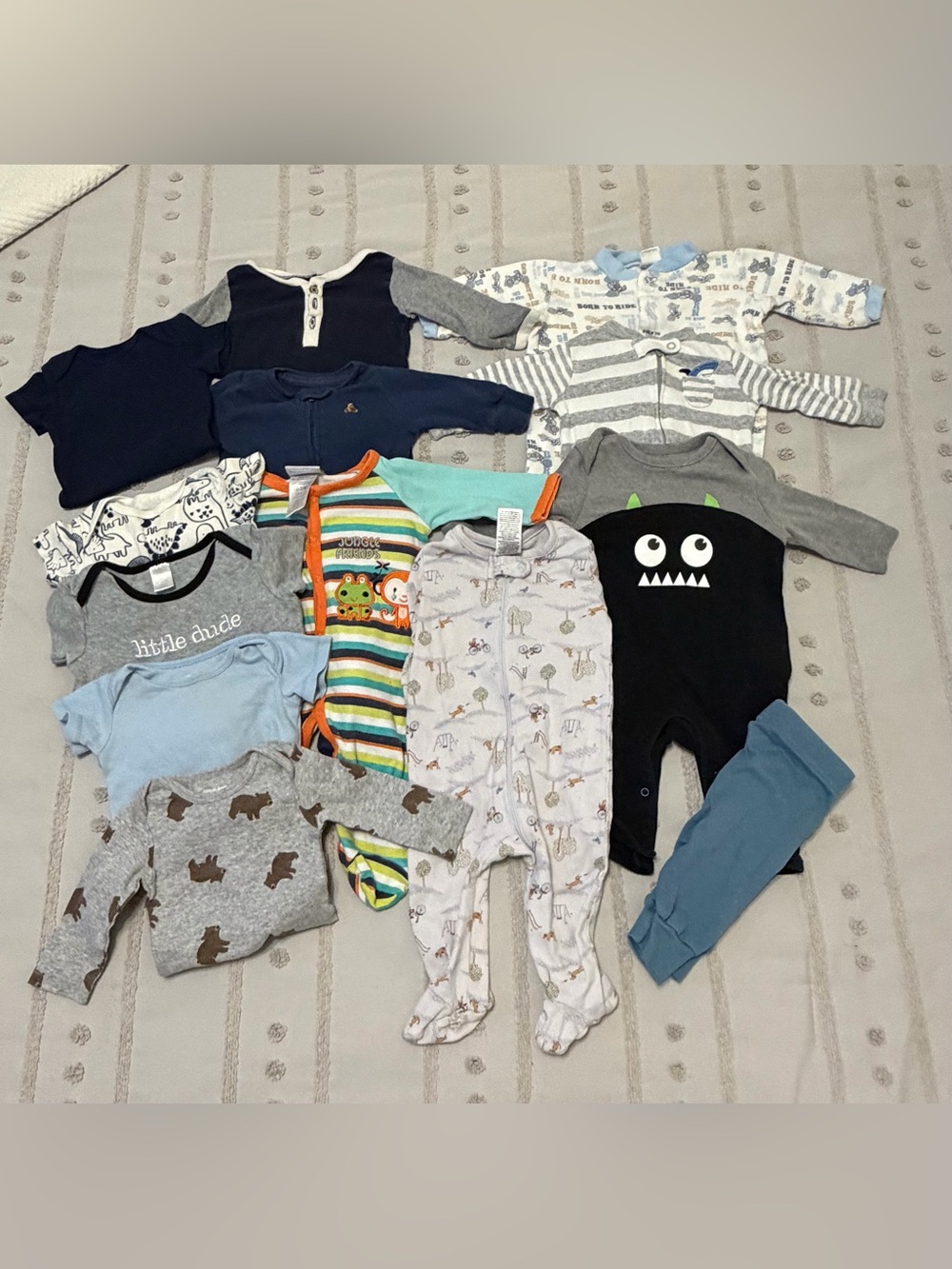 Baby One-Piece Footie Bundle - Mixed Blue, Gray, Black & Multi